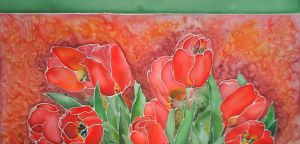 Картина батик "Тюльпаны" в Саратове и Энгельсе